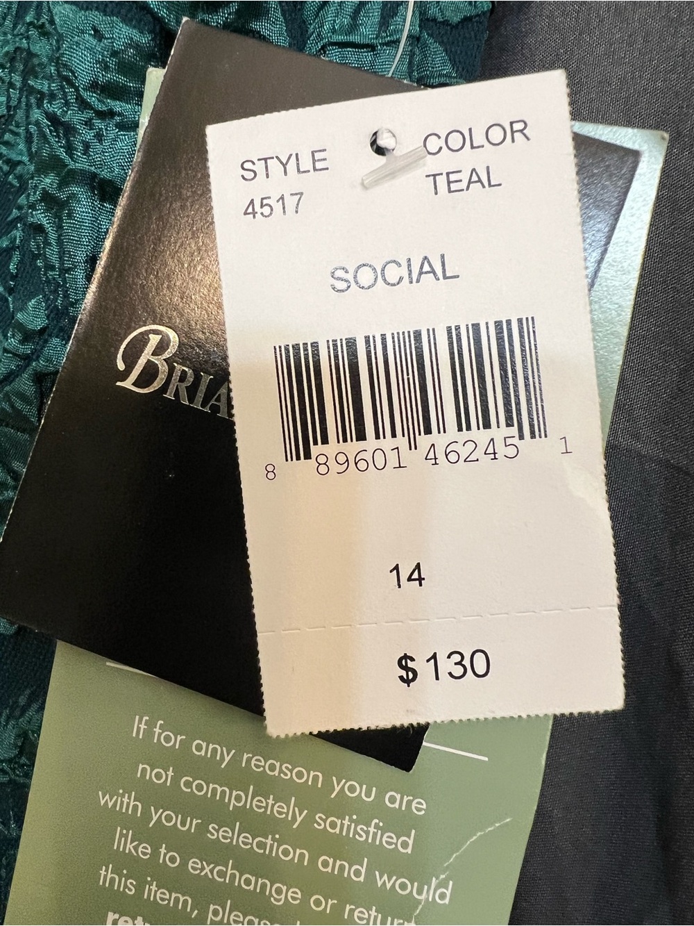 NWT Brianna Milay Teal Floral Appliqué fit & flare dress with Shoulder Flower 14 - Picture 8 of 8